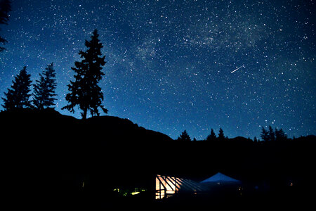 Blue Night Sky with stars in the dark photo