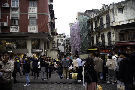 Crowds of people on the streets of Macau