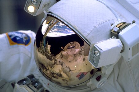 Reflection on astronaut's visor photo