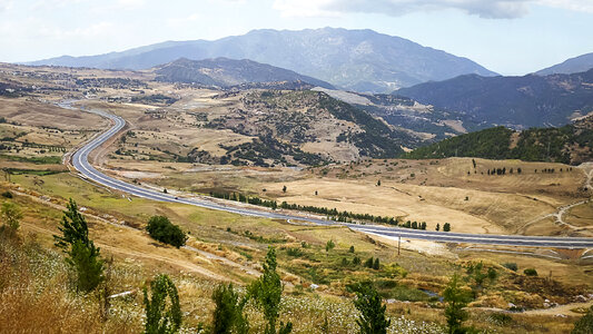 Landscape and road through the countryside photo