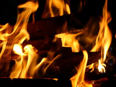 Flame fire wood photo