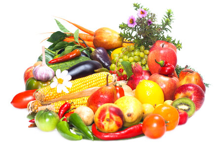 Mixed fruits and vegetables photo