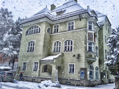 Snowing building architecture photo
