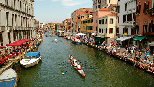 Grand Canal with gondola in Venice, Italy photo