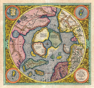 Hondius Map picturing the Frobisher Strait in Nunavut, Canada photo