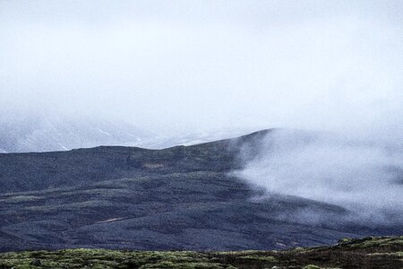 Countryside fog hills photo