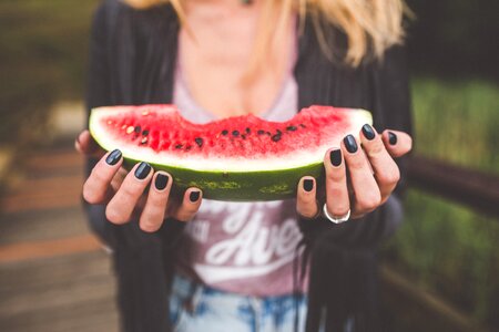 Woman Holding Watermelon Fruit photo