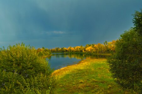Sky autumn river photo