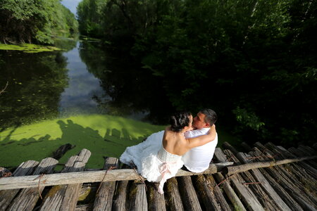 Bride wedding dress wooden