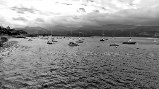 Boats cloud ocean