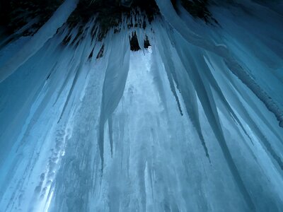 Waterfall ice curtain ice formations photo