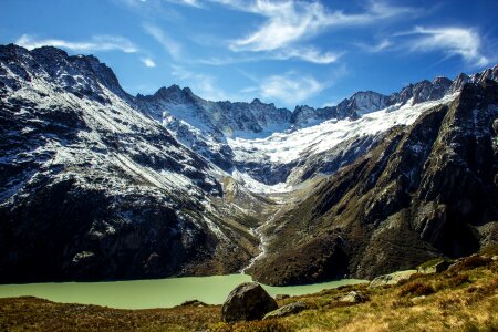 Switzerland Ensign Alp Lake Mountains Landscape