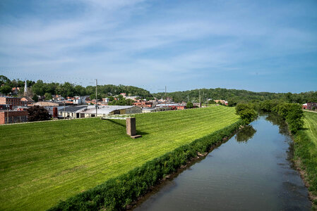 Landscape of River and Town photo
