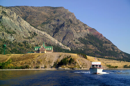 Boat Tour on Waterton Lake around Prince of Wales Hotel in Waterton Lakes National Park photo