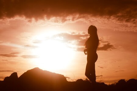 Woman at sunset photo