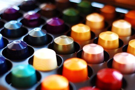 Coffee single-serve cups mixed colors color bowls