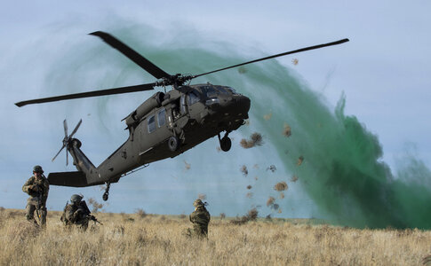 A UH-60 Black Hawk sets down during a capstone training event photo