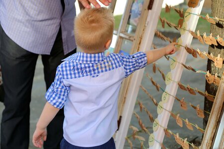 Boy blonde hair playful
