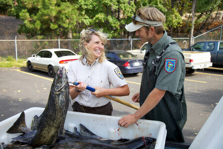 Service employees working at Spring Creek National Fish Hatchery