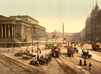 Lime Street, Liverpool, in the 1890s with St.George's Hall in England photo