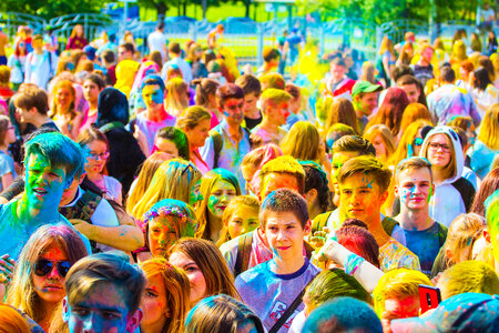 Crowd of Young People at Festival of Colors photo