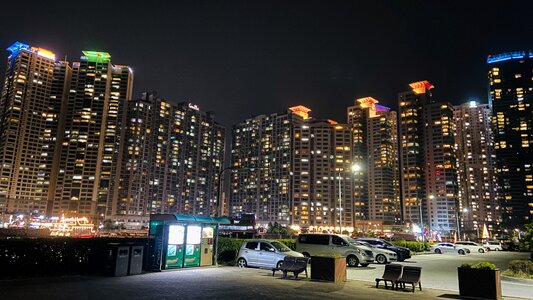 Nightscape Haeundae Beach in Busan South Korea photo