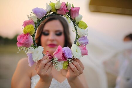 Bride wedding bouquet hands photo