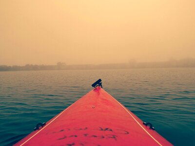 Boat fog lake photo