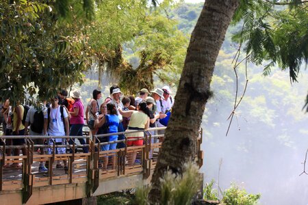 Tourists admire Iguacu falls
