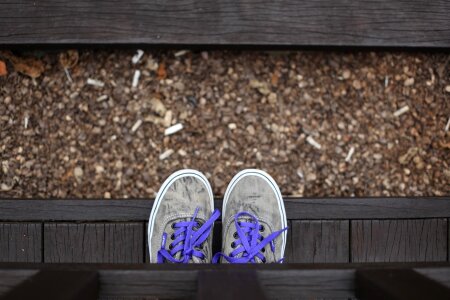 Purple shoelace wooden photo
