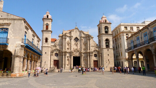 Large church and courtyard in Havana, Cuba photo
