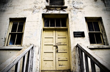 Wooden facade chalked photo