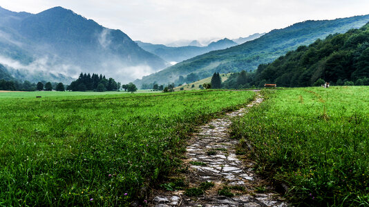 Horizon mountains fog photo