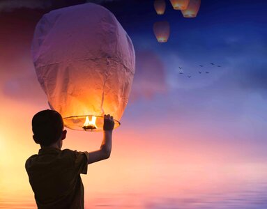 Balloon cloud dusk photo