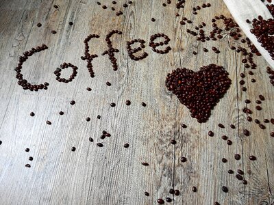Love Coffee Beans Wood photo