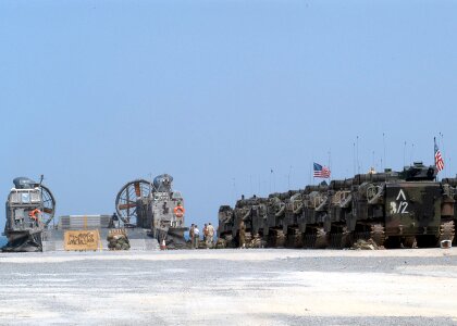 Marine Expeditionary Brigade line up vehicles photo