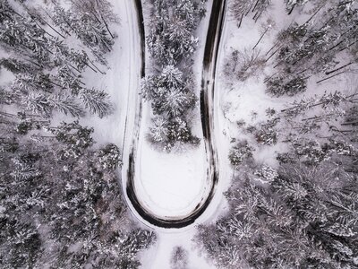 Aerial Winter Road photo