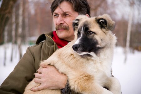 Man with dog animals people photo