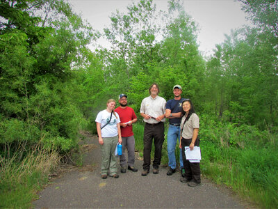 Refuge staff and interns prepare to hike the Round Lake