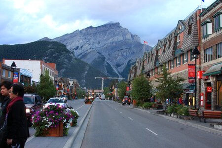 Tourist are shopping in Banff town photo