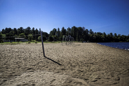 Volleyball Nets and Swings on Beach at Van Riper State Park, Michigan photo
