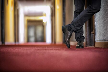 Businessperson fashion hallway