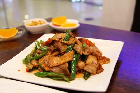 Fried pork meat photo