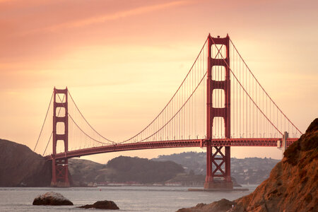Famous Golden Gate Bridge at Sunset photo