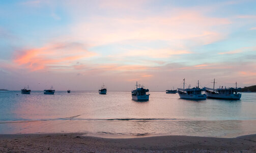 Bay at Island Margarita in sunset time near town Juan Griego