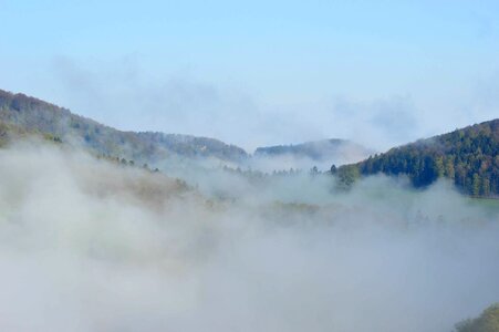 Clouds fog hills photo