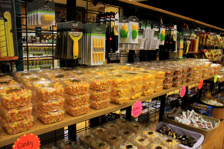 Rows of candy corn for sale in Mitchell, South Dakota