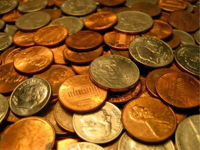 Nickels dimes ten cents photo