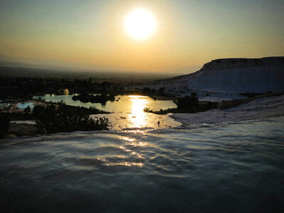 Water sparkles in Pamukkale, Turkey. photo