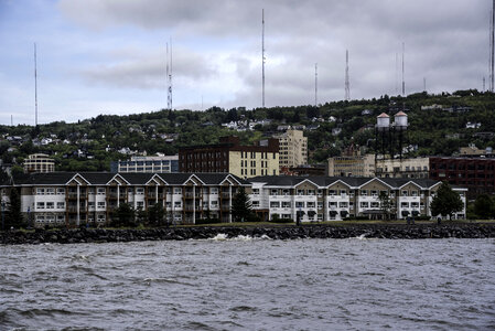 Buildings on the shoreline of Duluth, Minnesota photo